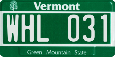 VT license plate WHL031