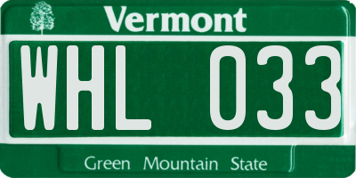 VT license plate WHL033