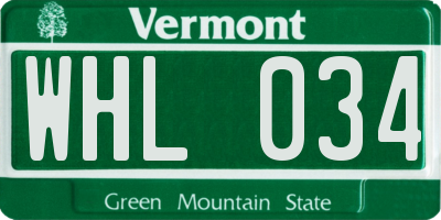 VT license plate WHL034