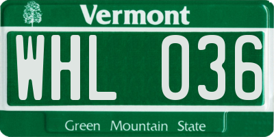 VT license plate WHL036