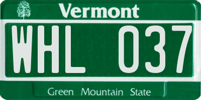 VT license plate WHL037