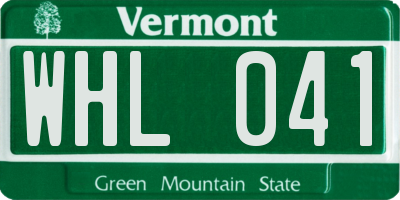 VT license plate WHL041