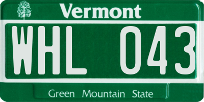 VT license plate WHL043