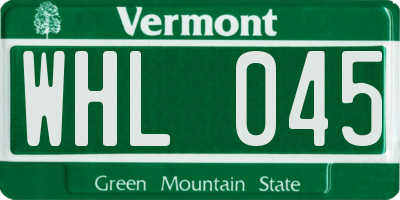 VT license plate WHL045