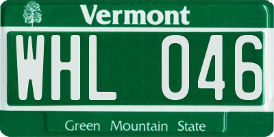 VT license plate WHL046
