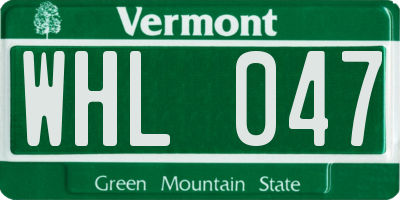 VT license plate WHL047