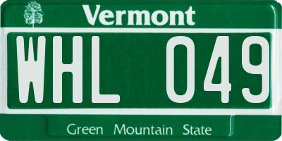 VT license plate WHL049