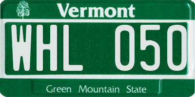 VT license plate WHL050