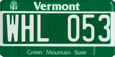 VT license plate WHL053