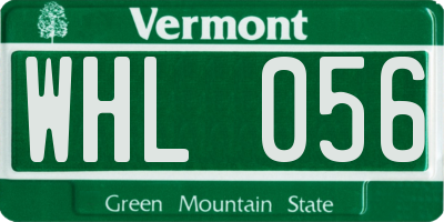 VT license plate WHL056