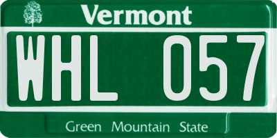 VT license plate WHL057