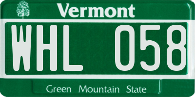 VT license plate WHL058