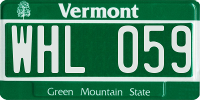 VT license plate WHL059