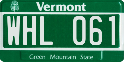 VT license plate WHL061