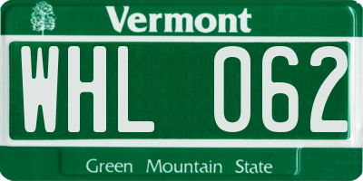 VT license plate WHL062