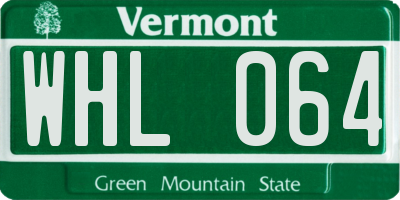 VT license plate WHL064