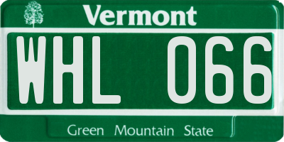 VT license plate WHL066