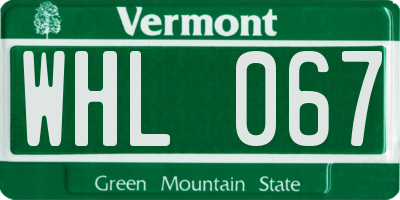VT license plate WHL067