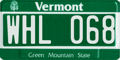 VT license plate WHL068