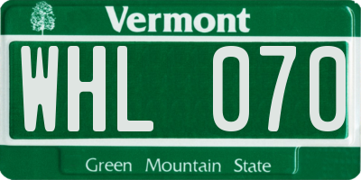 VT license plate WHL070