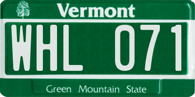 VT license plate WHL071