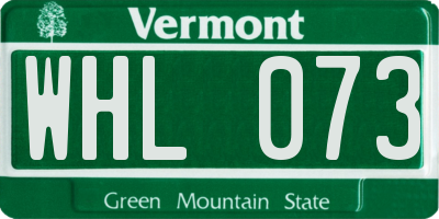 VT license plate WHL073