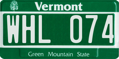 VT license plate WHL074