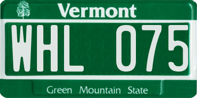 VT license plate WHL075
