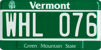 VT license plate WHL076
