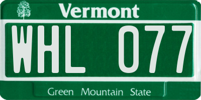 VT license plate WHL077