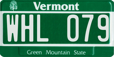 VT license plate WHL079