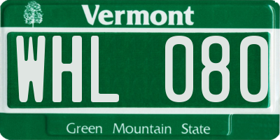 VT license plate WHL080