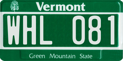 VT license plate WHL081
