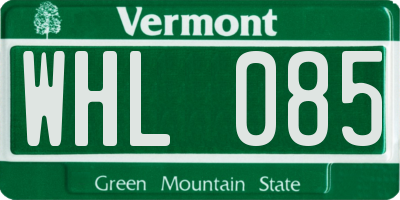 VT license plate WHL085