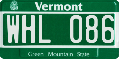 VT license plate WHL086