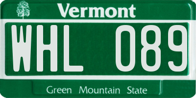 VT license plate WHL089