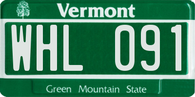 VT license plate WHL091