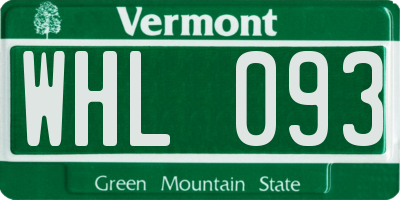 VT license plate WHL093