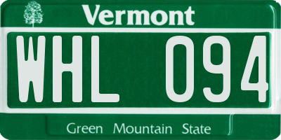 VT license plate WHL094
