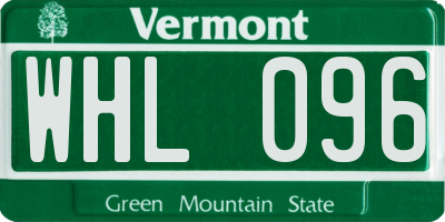 VT license plate WHL096