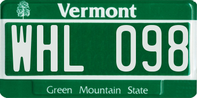 VT license plate WHL098