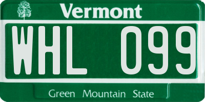 VT license plate WHL099