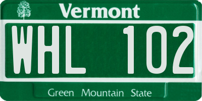 VT license plate WHL102