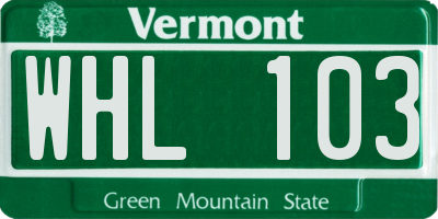 VT license plate WHL103
