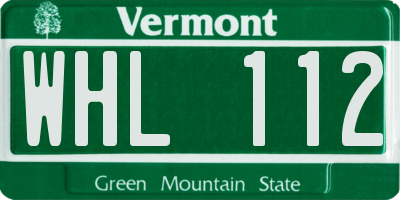 VT license plate WHL112