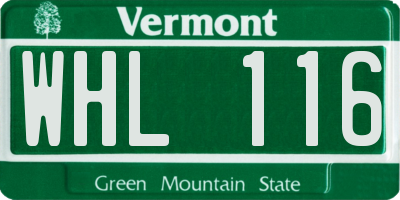 VT license plate WHL116