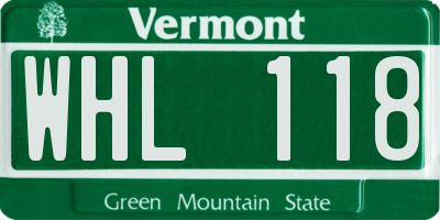 VT license plate WHL118