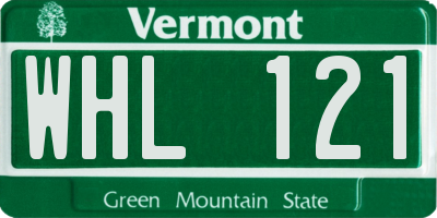 VT license plate WHL121