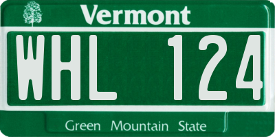 VT license plate WHL124