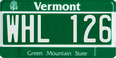 VT license plate WHL126